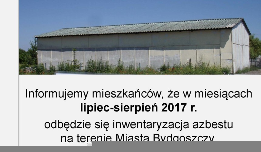 Inwentaryzacja wyrobów zawierających azbest na terenie Miasta Bydgoszczy